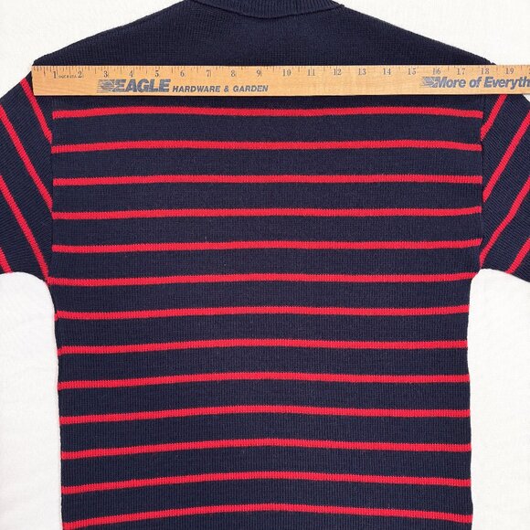 Vintage Rutland Knitwear Navy and Red Stripe British Wool Sweater Size 40/42 - Picture 12 of 12